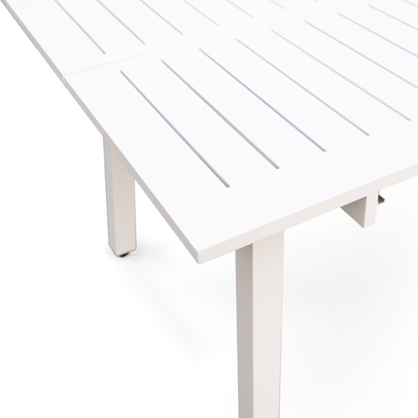 Tavolo In Alluminio Quadrato Da Esterno 145x100-145 Cm Bianco