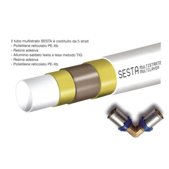 Tubo multistrato rivestito per acqua 20x2 Sesta Standard MRPX2002L blu rotolo 50 mt