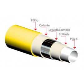 Tubo multistrato per gas 16x2 rivestito con guaina corrugata Giacomini Multigas G999IY024 rotolo 50 mt giallo