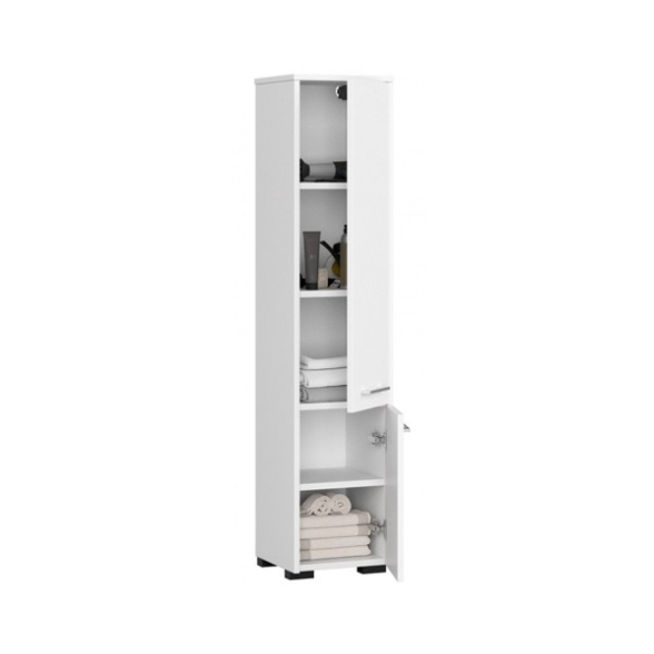Colonna Da Bagno Multiuso 2 Ante Con Ripiani 30x30x140 Bianca Serena