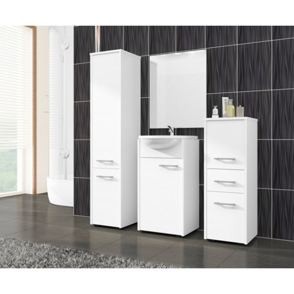 Colonna Da Bagno Multiuso 2 Ante Con Ripiani 30x30x140 Bianca Serena