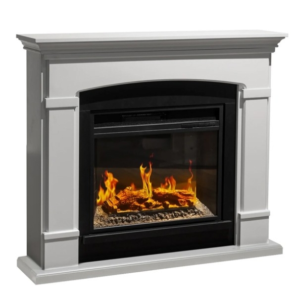 Camino elettrico da terra ADAMS in legno Bianco L107 x P24 x H95,2