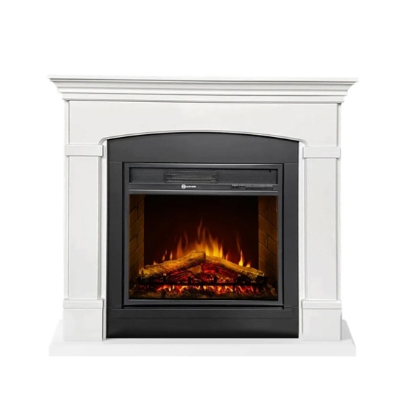 Camino elettrico da terra ADAMS in legno Bianco L107 x P24 x H95,2