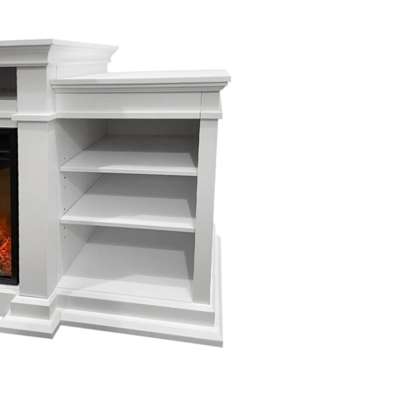 Camino elettrico caminetto da terra BIDEN in legno Bianco 179x48xH85