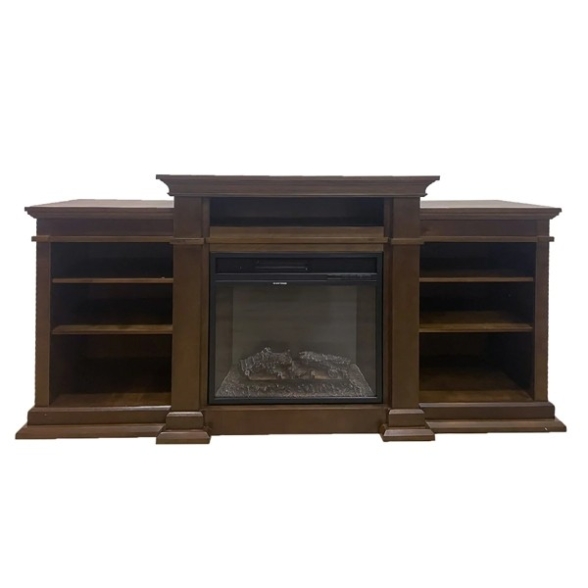 Camino elettrico caminetto da terra BIDEN in legno Marrone 179x48xH85