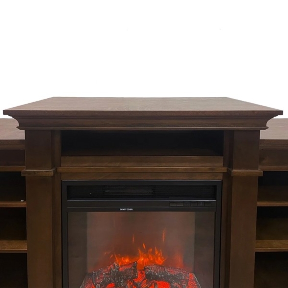 Camino elettrico caminetto da terra BIDEN in legno Marrone 179x48xH85