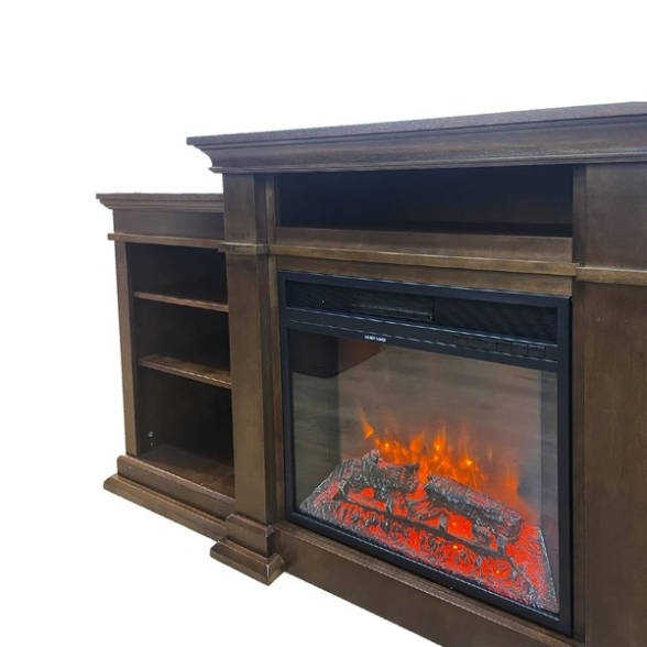 Camino elettrico caminetto da terra BIDEN in legno Marrone 179x48xH85