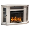 Camino elettrico da terra ad angolo MADISON in legno Bianco 126x78xH83