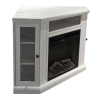 Camino elettrico da terra ad angolo MADISON in legno Bianco 126x78xH83