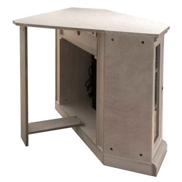 Camino elettrico da terra ad angolo MADISON in legno Bianco 126x78xH83