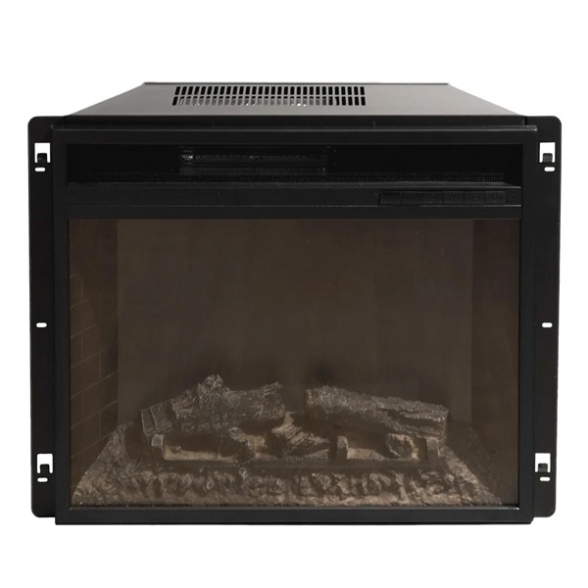 Camino elettrico caminetto da terra ad angolo MADISON in legno Marrone L126 x P78 x H83