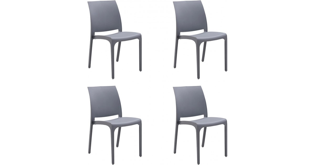 Set 4 sedie in resina impilabili da interno ed esterno made in Italy mod. Sofia Grigio Chiaro