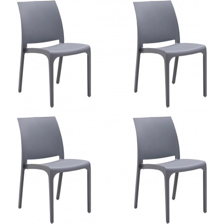 Set 4 sedie in resina impilabili da interno ed esterno made in Italy mod. Sofia Grigio Chiaro