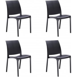 Set 4 sedie in resina impilabili da interno ed esterno made in Italy mod. Sofia Nera