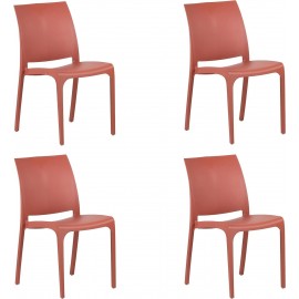 Set 4 sedie in resina impilabili da interno ed esterno made in Italy mod. Sofia Rossa