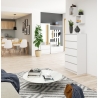 Cassettiera Moderna 60x40x120 Cm 5 Cassetti Bianco Opaco Artika