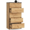 Cassettiera Moderna 60x40x120 Cm 5 Cassetti Quercia Effetto Legno Artika