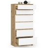 Cassettiera Moderna 60x40x130 Cm 6 Cassetti Bianco E Rovere Effetto Legno Artika