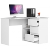 Scrivania Angolare 124 Cm Destra 3 Cassetti Bianco Opaco Artika