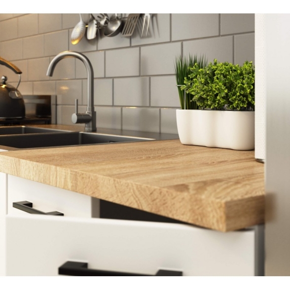 Cucina Lineare 240 Cm Moderna Componibile Bianco Opaco Emma V2