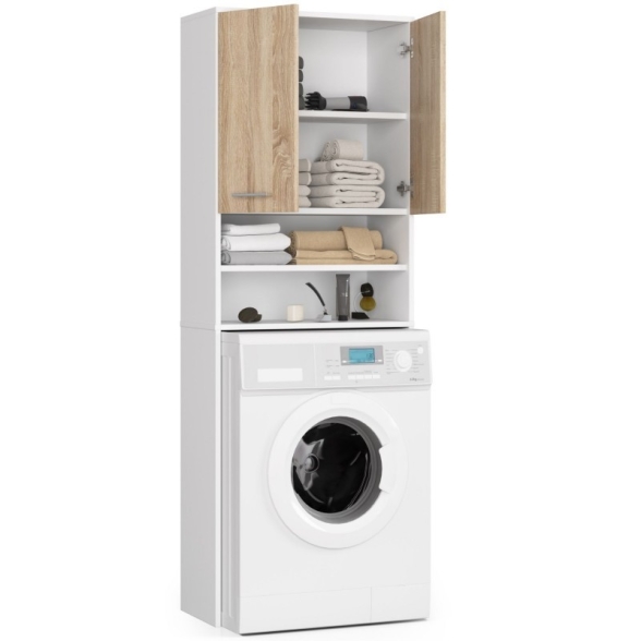 Mobile Coprilavatrice 2 Ante 2 Vani 64x30x180 Diana Bianco/Rovere