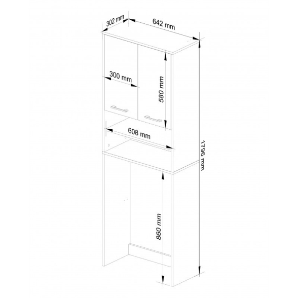 Mobile Coprilavatrice 2 Ante 2 Vani 64x30x180 Diana Bianco/Rovere