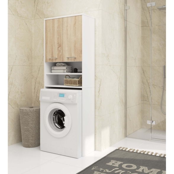 Mobile Coprilavatrice 2 Ante 2 Vani 64x30x180 Diana Bianco/Rovere