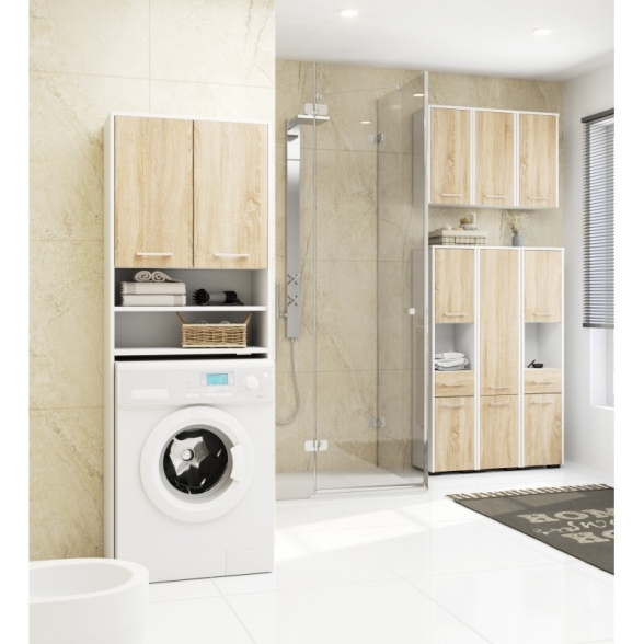 Mobile Coprilavatrice 2 Ante 2 Vani 64x30x180 Diana Bianco/Rovere