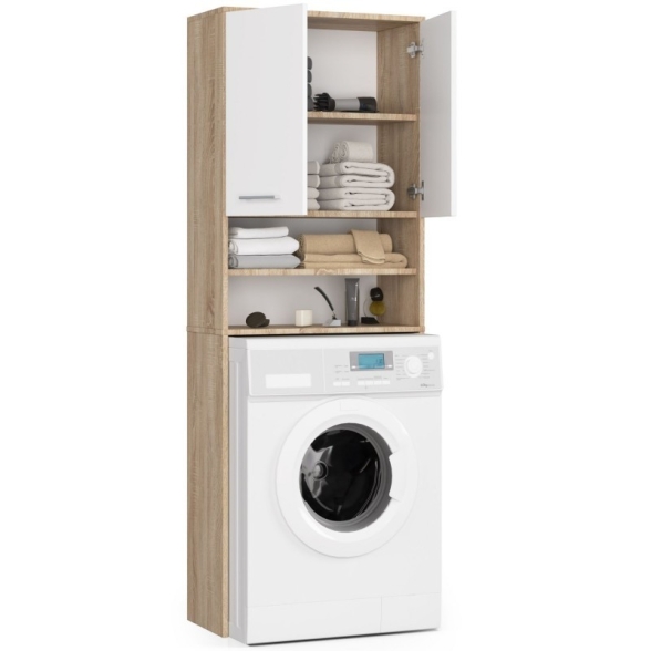 Mobile Coprilavatrice 2 Ante 2 Vani 64x30x180 Diana Rovere/Bianco