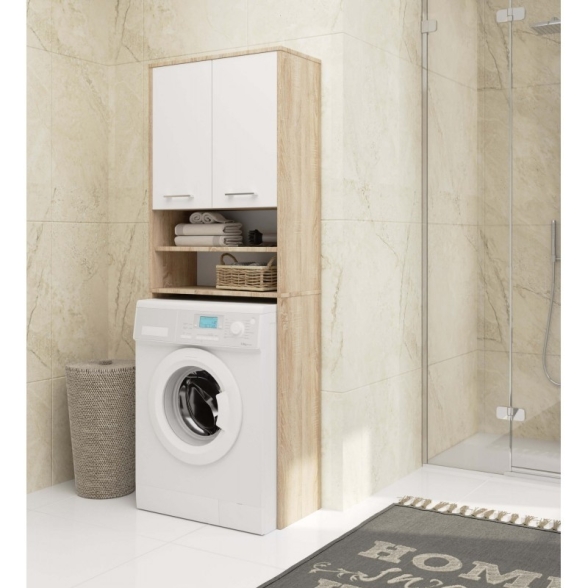 Mobile Coprilavatrice 2 Ante 2 Vani 64x30x180 Diana Rovere/Bianco