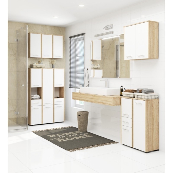 Mobile Coprilavatrice 2 Ante 2 Vani 64x30x180 Diana Rovere/Bianco