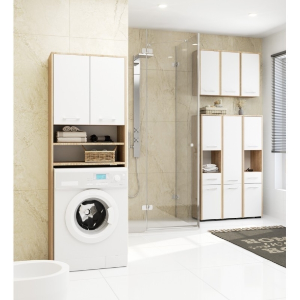 Mobile Coprilavatrice 2 Ante 2 Vani 64x30x180 Diana Rovere/Bianco