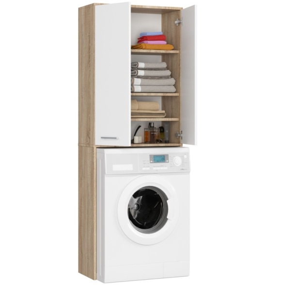 Mobile Coprilavatrice Lavanderia 2 Ante 64x30x180 Diana Rovere/Bianco