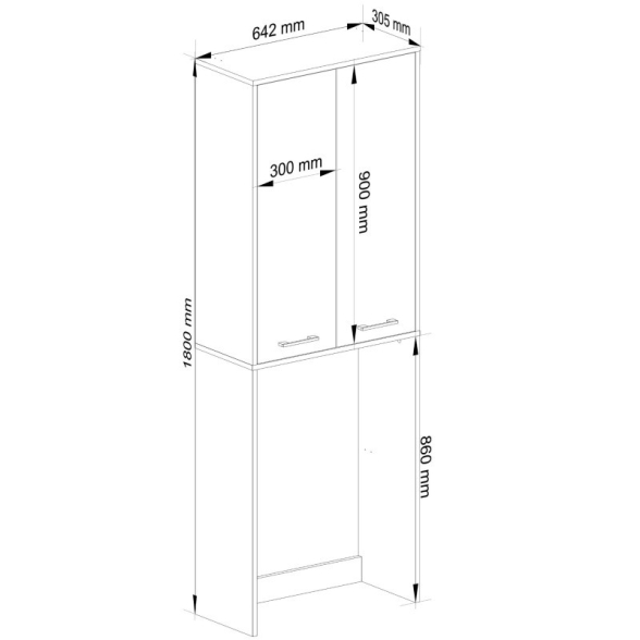 Mobile Coprilavatrice Lavanderia 2 Ante 64x30x180 Diana Rovere/Bianco