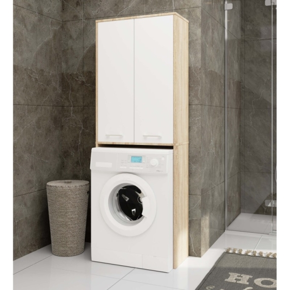 Mobile Coprilavatrice Lavanderia 2 Ante 64x30x180 Diana Rovere/Bianco