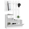 Mobile Ingresso 90 Cm Con Scarpiera Appendiabiti E Specchio Bianco Opaco Ralph