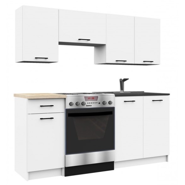 Cucina Lineare 180 Cm Moderna Componibile Bianco Opaco Emma V1