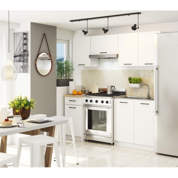 Cucina Lineare 180 Cm Moderna Componibile Bianco Opaco Emma V1