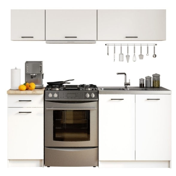 Cucina Lineare 180 Cm Moderna Pensili Bassi Bianco Opaco Emma V2