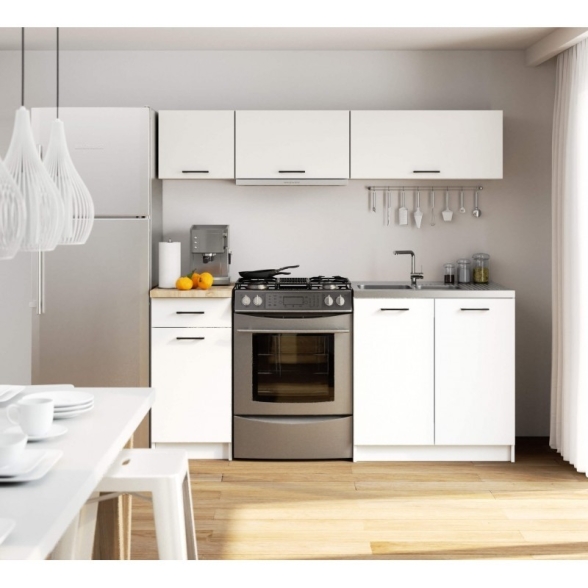 Cucina Lineare 180 Cm Moderna Componibile Bianco Opaco Emma V2