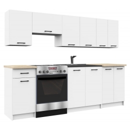 Cucina Lineare 240 Cm Moderna Componibile Bianco Opaco Emma V1