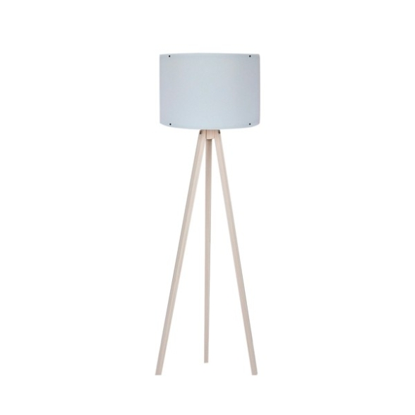 Lampada Treppiede Da Terra 38x145 Cm Design Moderno Crema E Bianco
