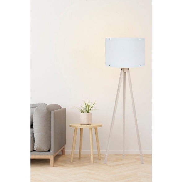Lampada Treppiede Da Terra 38x145 Cm Design Moderno Crema E Bianco