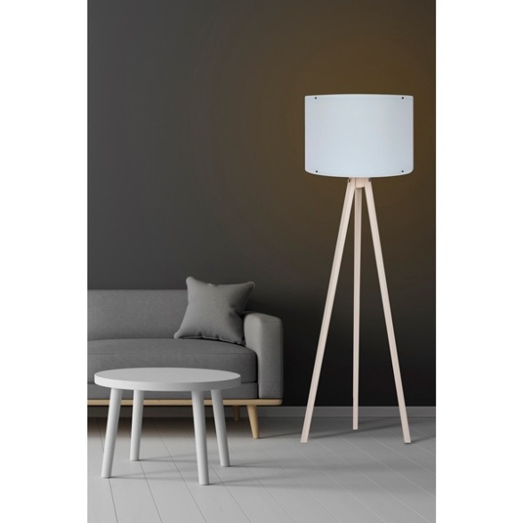 Lampada Treppiede Da Terra 38x145 Cm Design Moderno Crema E Bianco