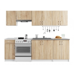 Cucina Lineare 240 Cm Moderna Componibile Rovere Effetto Legno Tania