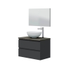 Mobile Bagno Sospeso 80 Cm Con Lavabo Da Appoggio Tokyo Antracite