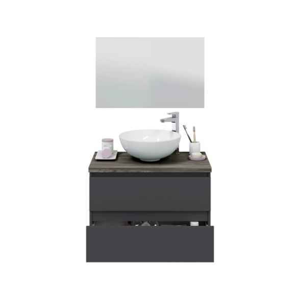 Mobile Bagno Sospeso 80 Cm Con Lavabo Da Appoggio Tokyo Antracite