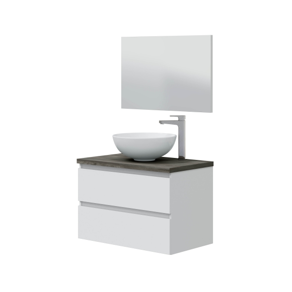 Mobile Bagno Sospeso 80 Cm Con Lavabo Da Appoggio Tokyo Bianco Lucido