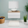Mobile Bagno Sospeso 80 Cm Con Lavabo Bianco Lucido Top Rovere Rio
