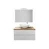 Mobile Bagno Sospeso 80 Cm Con Lavabo Bianco Lucido Top Rovere Rio